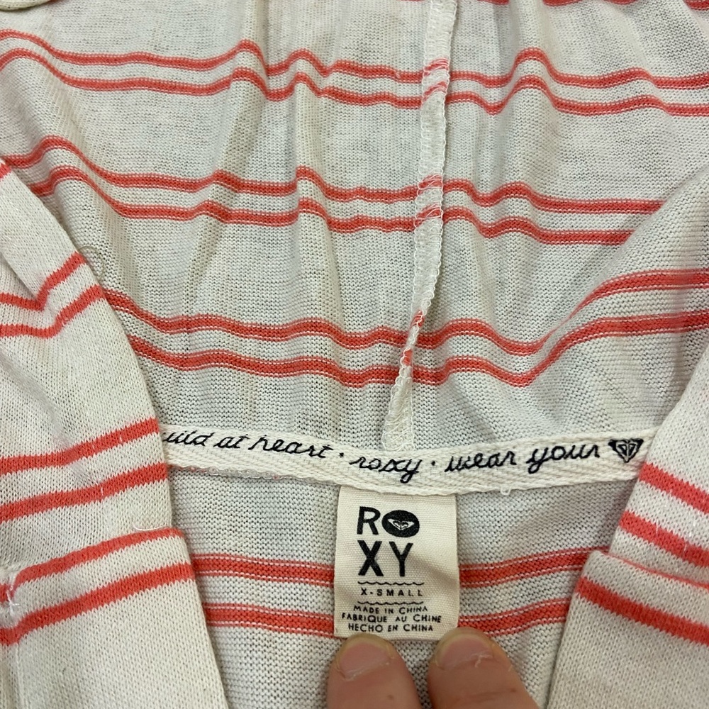 Roxy Hoodie Long Sleeve Sweater Pink Stripes - Picture 4 of 4